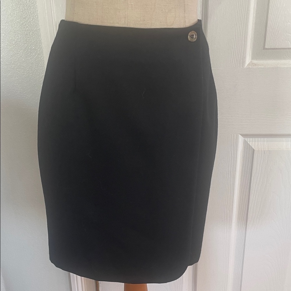 Vintage wool blend North Franklin Street Black Wrap short pencil Skirt women’s 8